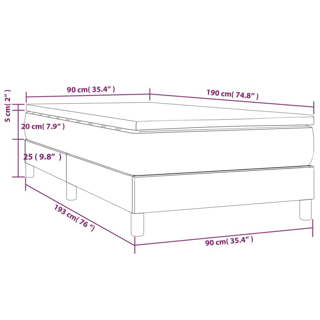 vidaXL Boxspringbett mit Matratze Schwarz 90x190 cm Stoff