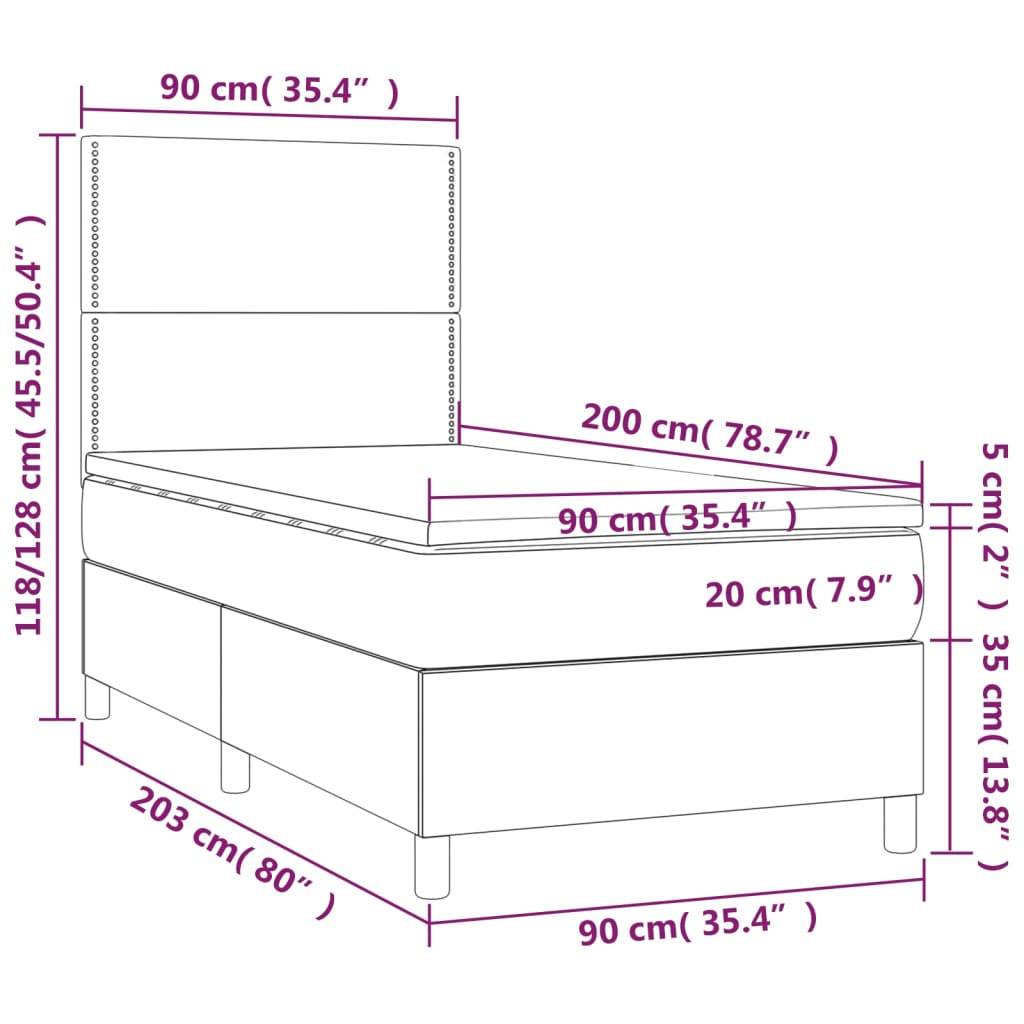 vidaXL Boxspringbett mit Matratze Schwarz 90x200 cm Kunstleder