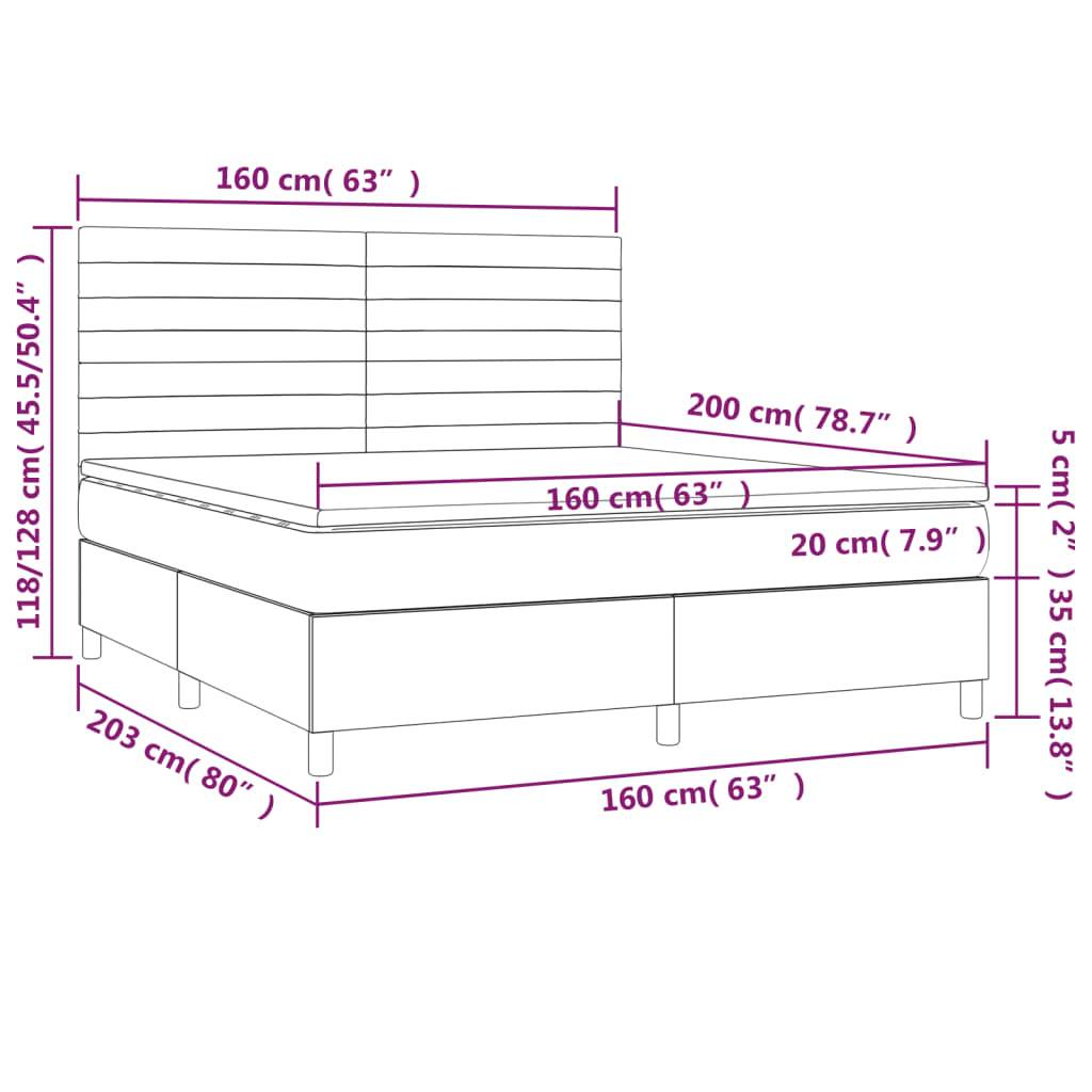 vidaXL Boxspringbett mit Matratze & LED Schwarz 160x200 cm Stoff