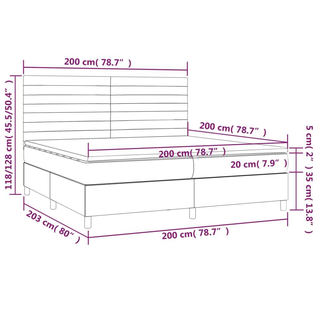 vidaXL Boxspringbett mit Matratze & LED Schwarz 200x200 cm Samt