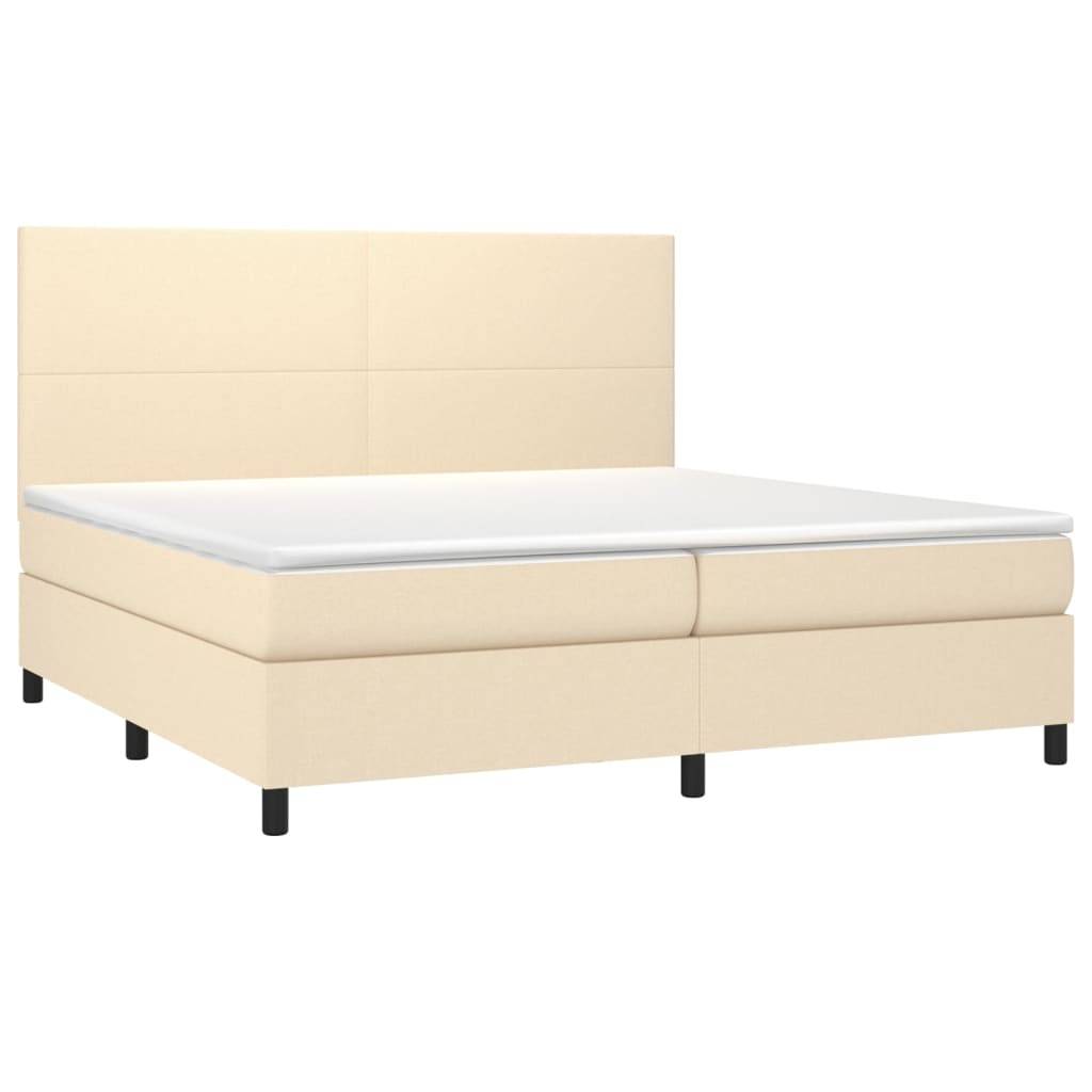 vidaXL Boxspringbett mit Matratze Creme 200x200 cm Stoff