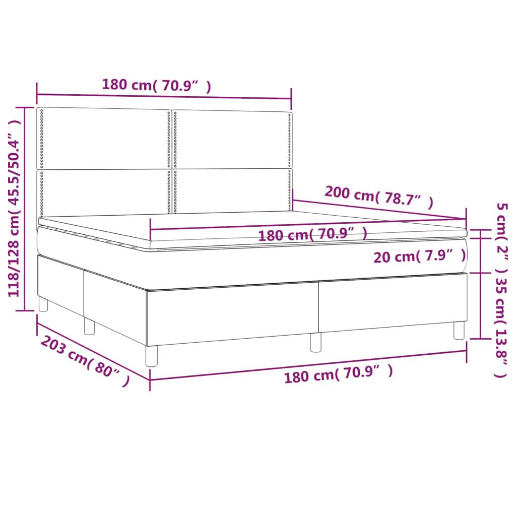 vidaXL Boxspringbett mit Matratze & LED Blau 180x200 cm Stoff