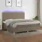 vidaXL Boxspringbett mit Matratze & LED Taupe 200x200 cm Stoff vidaXL Boxspringbett mit Matratze & LED Taupe 200x200 cm Stoff