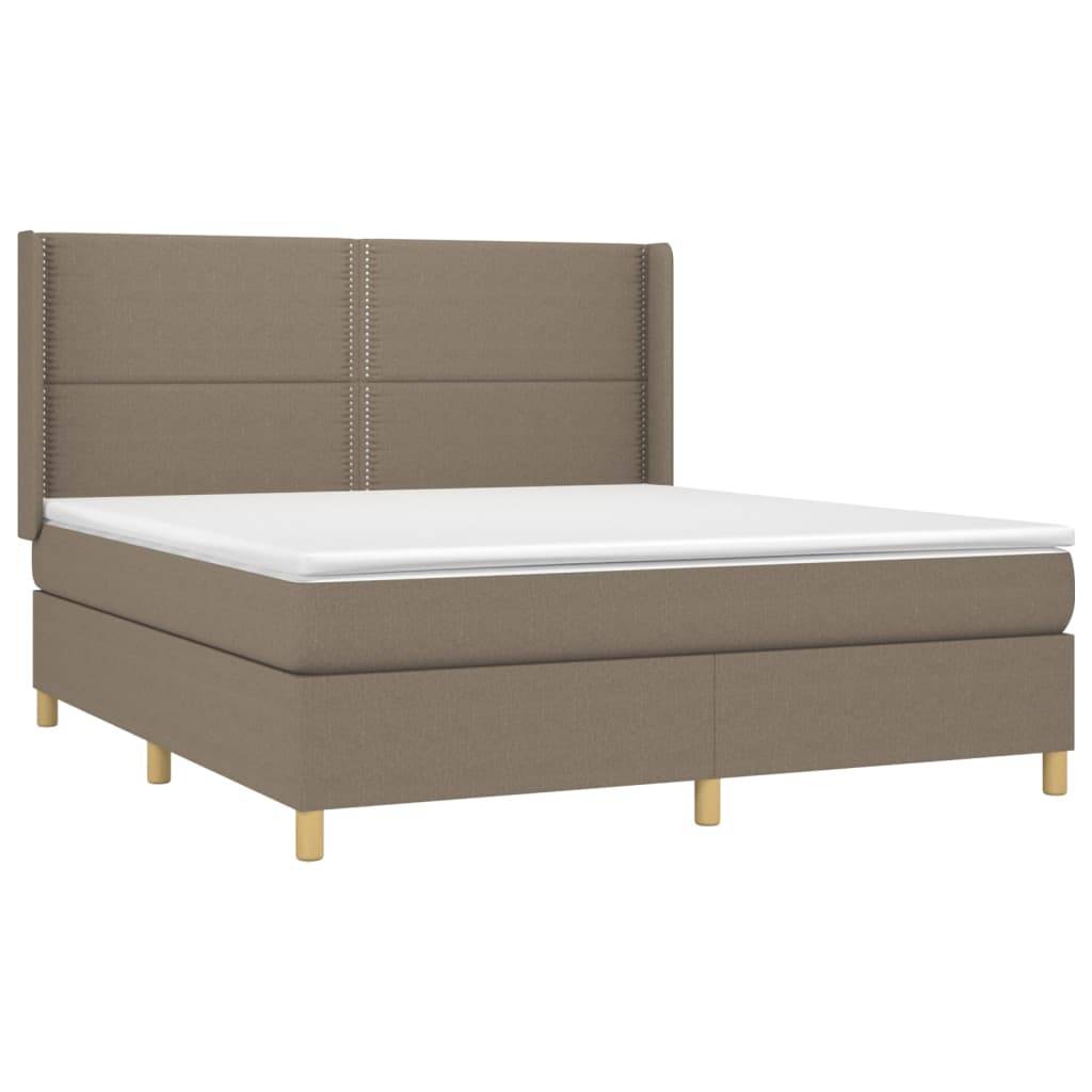 vidaXL Boxspringbett mit Matratze & LED Taupe 180x200 cm Stoff