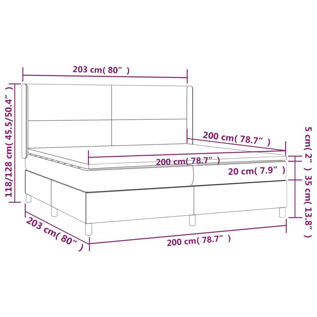 vidaXL Boxspringbett mit Matratze & LED Dunkelgrün 200x200 cm Samt