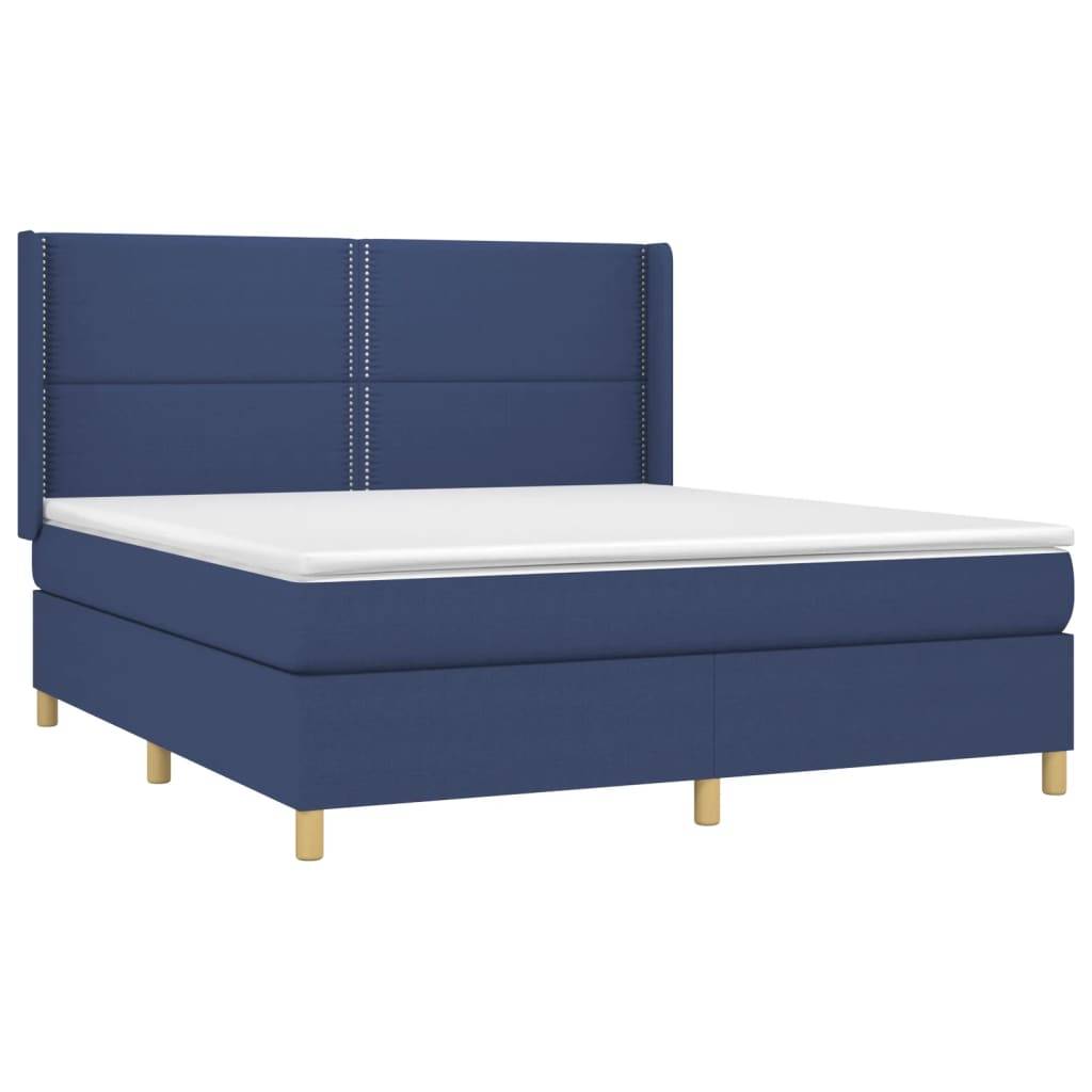 vidaXL Boxspringbett mit Matratze & LED Blau 180x200 cm Stoff
