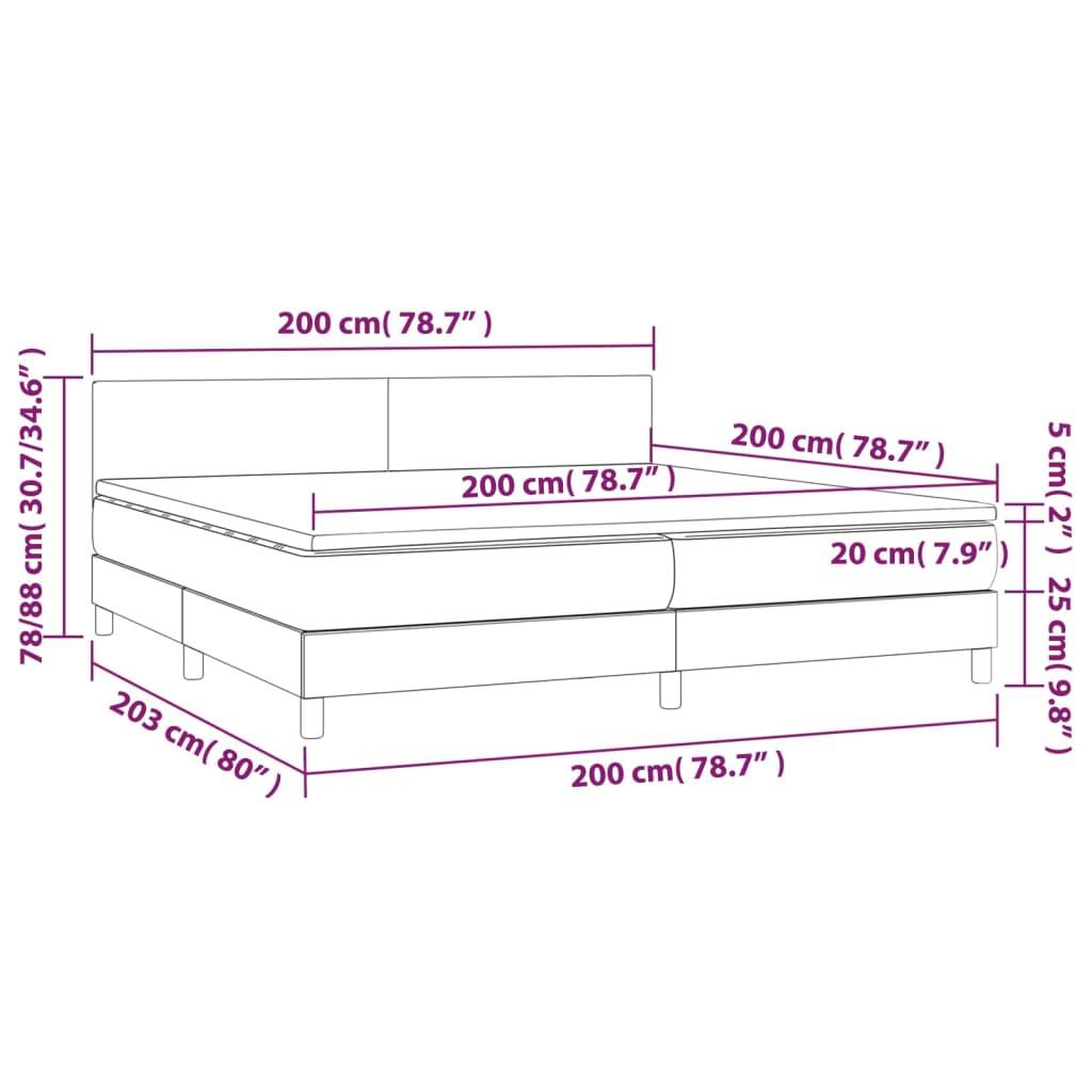 vidaXL Boxspringbett mit Matratze & LED Taupe 200x200 cm Stoff