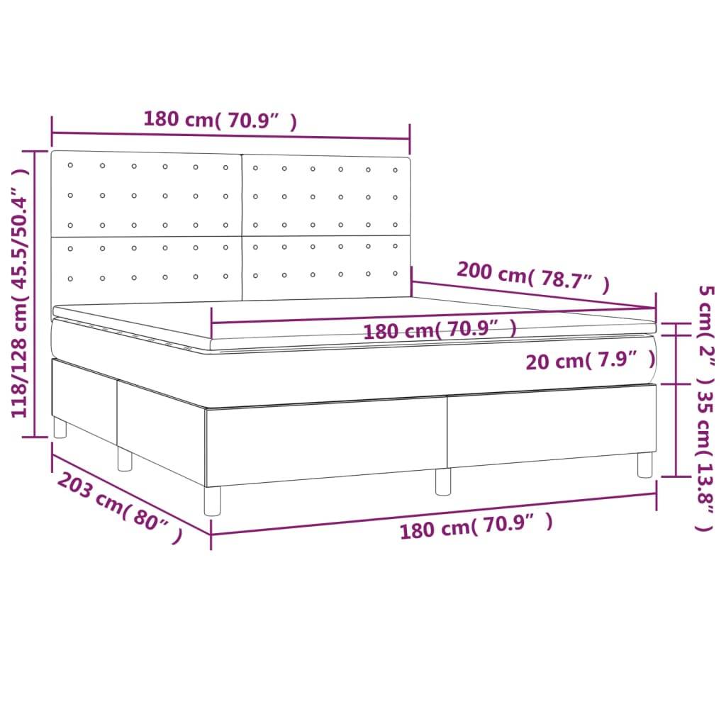 vidaXL Boxspringbett mit Matratze & LED Cappuccino-Braun 180x200cm