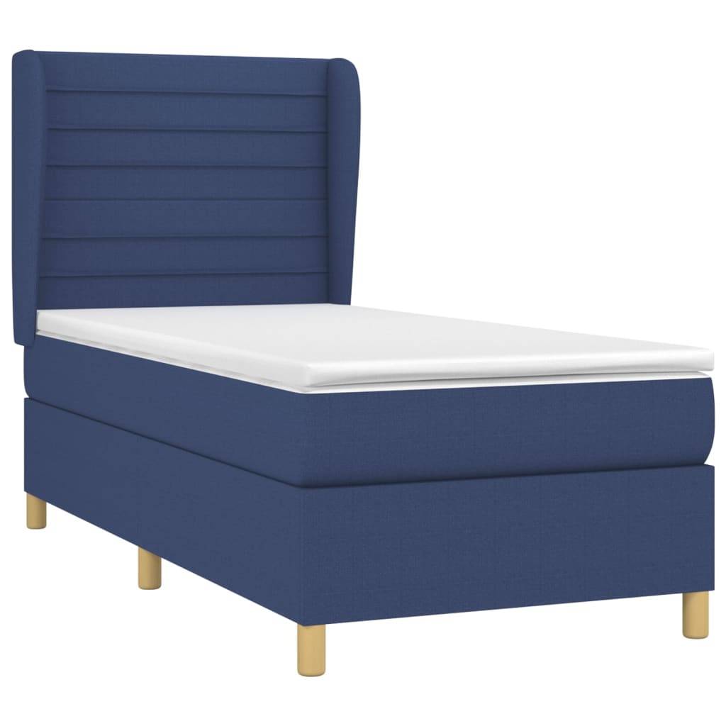 vidaXL Boxspringbett mit Matratze Blau 100x200 cm Stoff