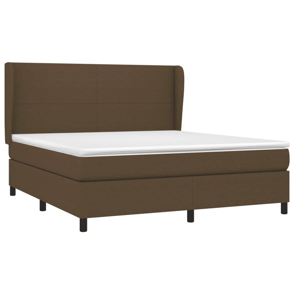 vidaXL Boxspringbett mit Matratze Dunkelbraun 180x200 cm Stoff