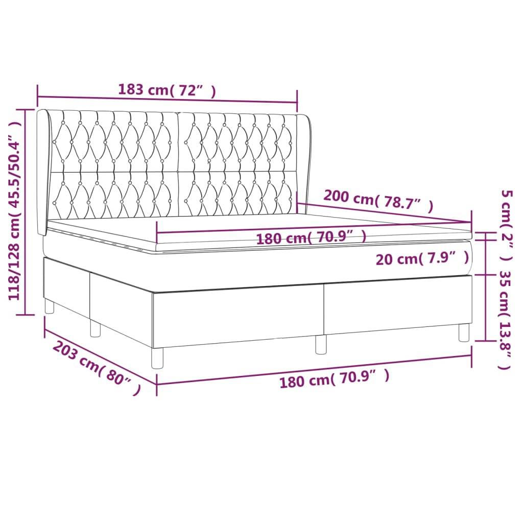 vidaXL Boxspringbett mit Matratze Dunkelbraun 180x200 cm Stoff