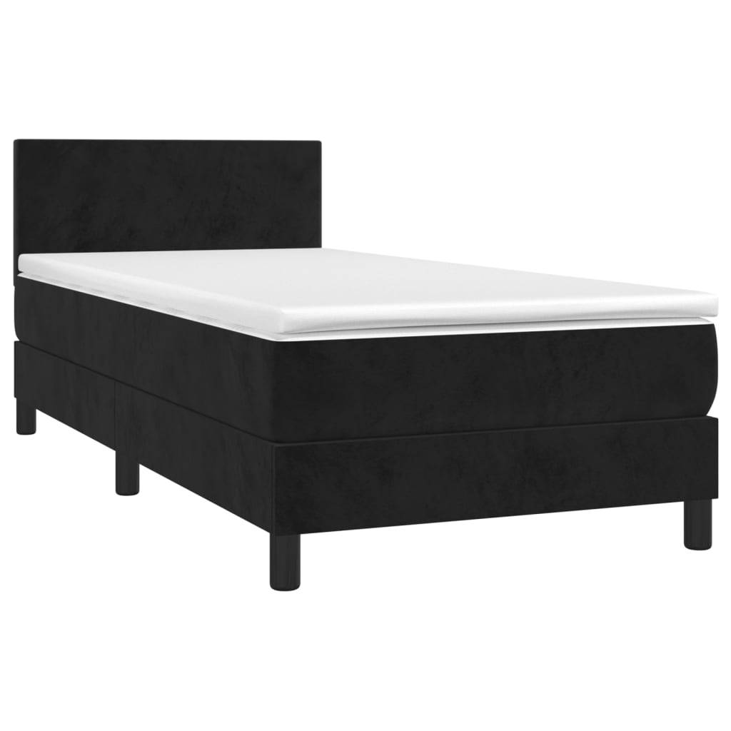 vidaXL Boxspringbett mit Matratze &amp; LED Schwarz 80x200 cm Samt