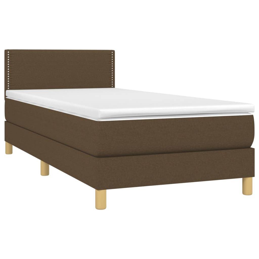 vidaXL Boxspringbett mit Matratze & LED Dunkelbraun 100x200 cm Stoff