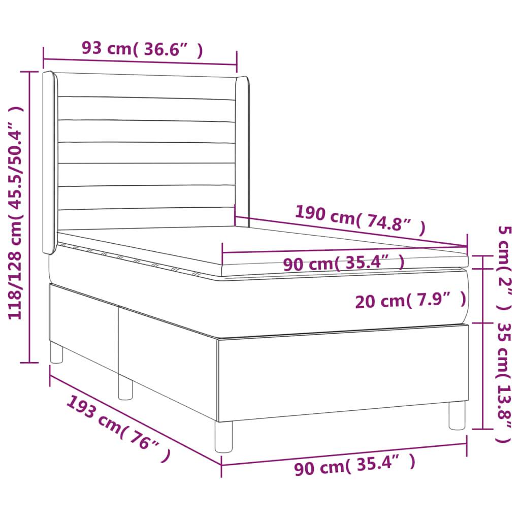 vidaXL Boxspringbett mit Matratze & LED Dunkelbraun 90x190 cm Stoff