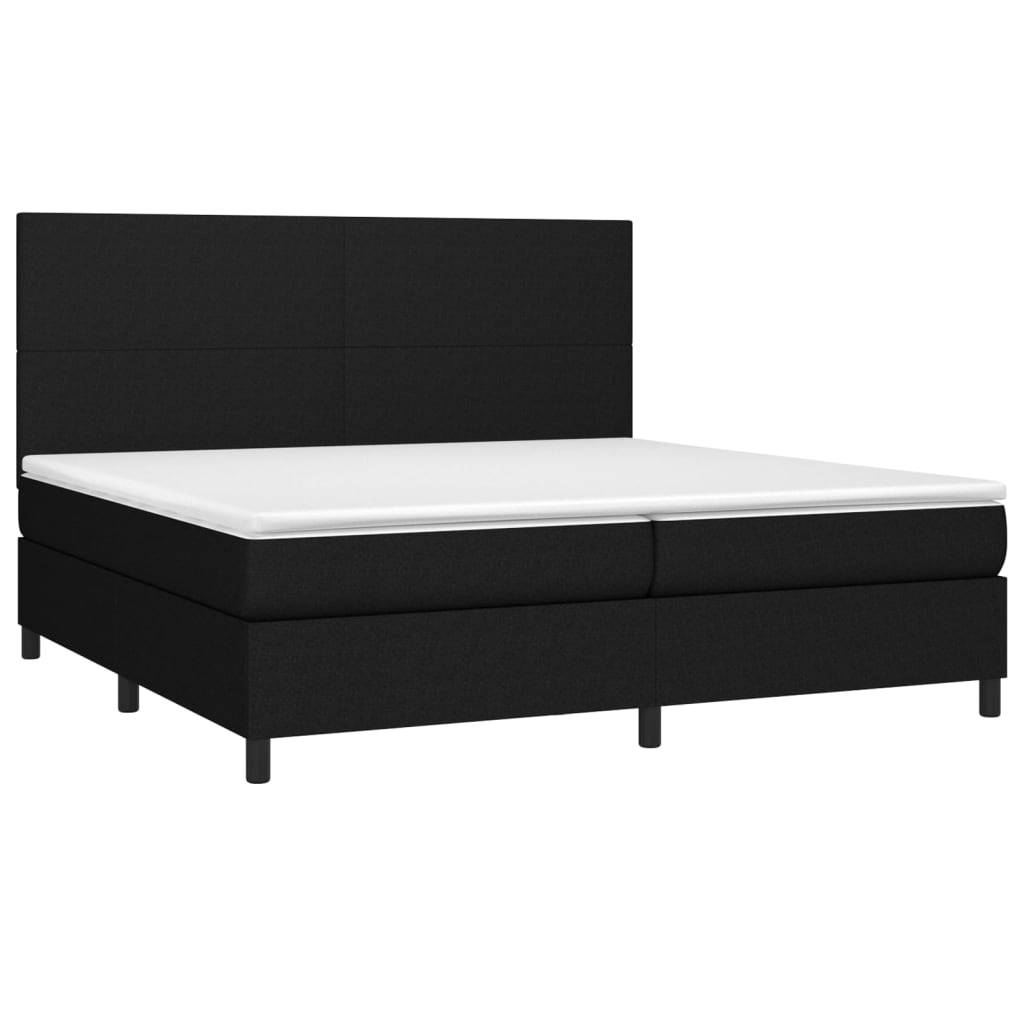 vidaXL Boxspringbett mit Matratze & LED Schwarz 200x200 cm Stoff