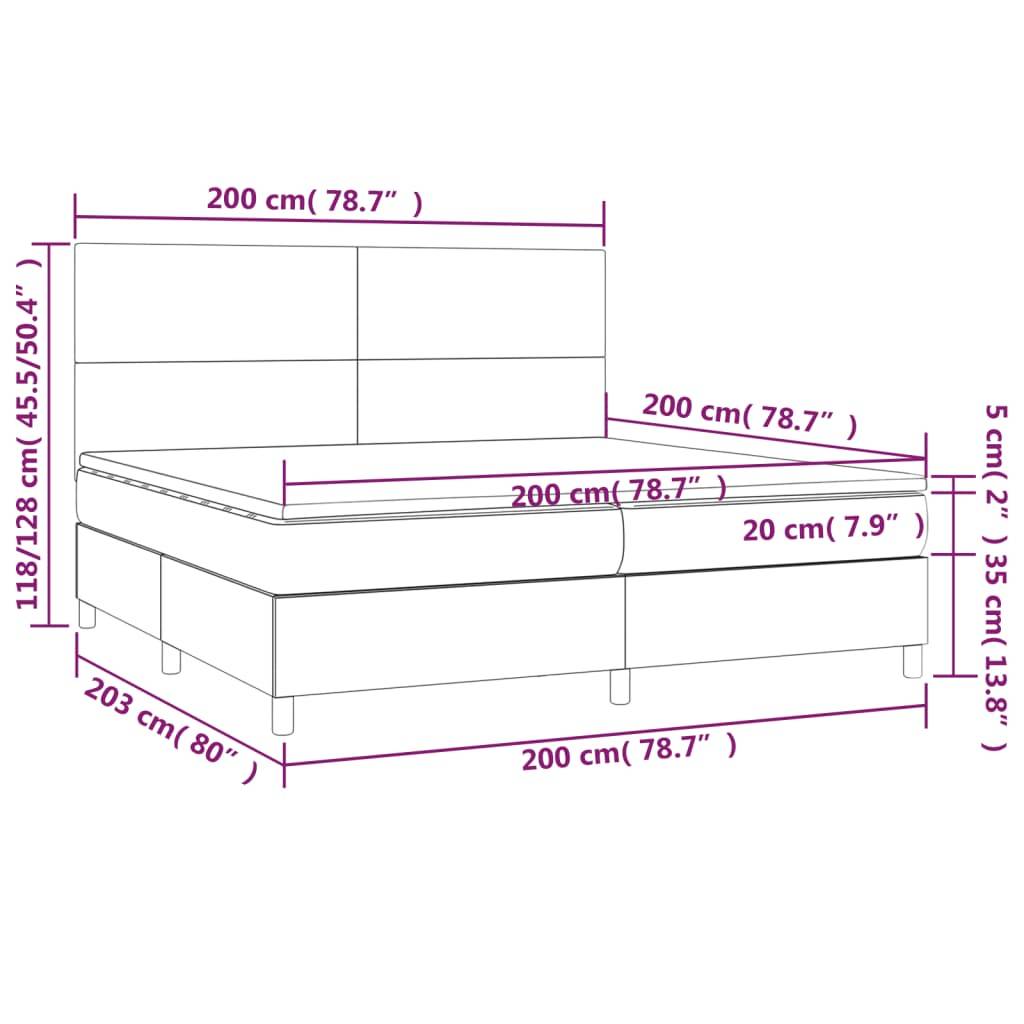 vidaXL Boxspringbett mit Matratze Creme 200x200 cm Stoff