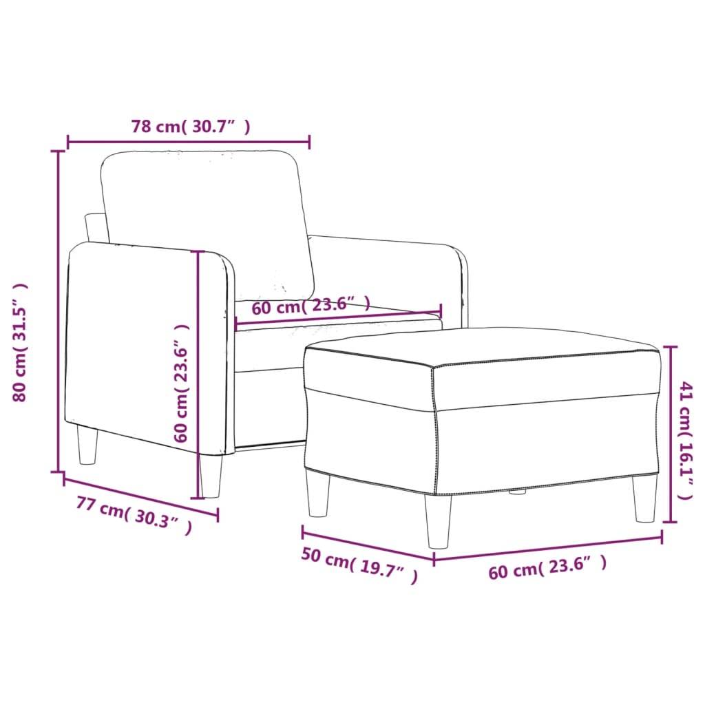 vidaXL Sessel mit Hocker Creme 60 cm Samt