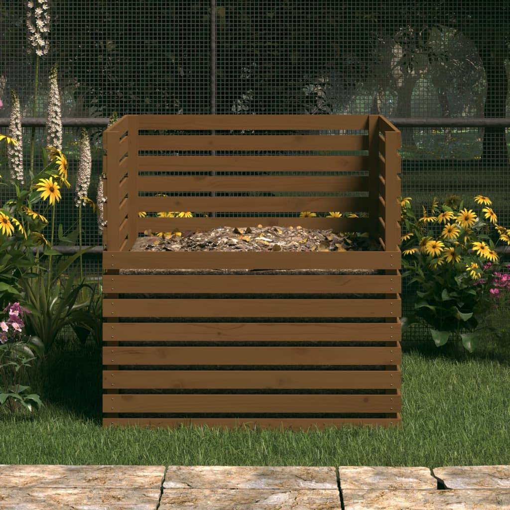 vidaXL Komposter Honigbraun 100x100x102 cm Massivholz Kiefer