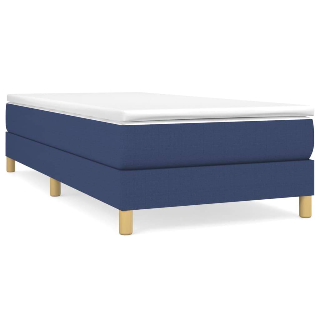 vidaXL Boxspringbett mit Matratze Blau 100x200 cm Stoff