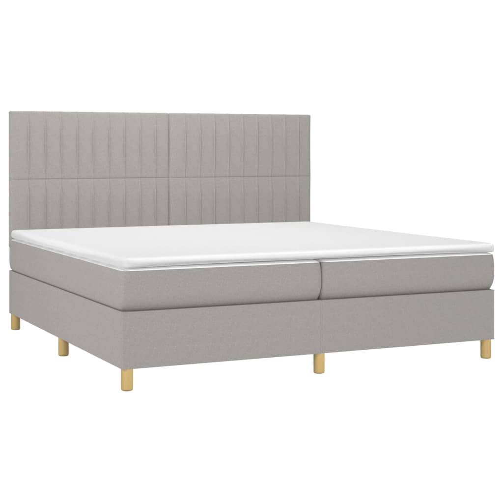 vidaXL Boxspringbett mit Matratze Hellgrau 200x200 cm Stoff