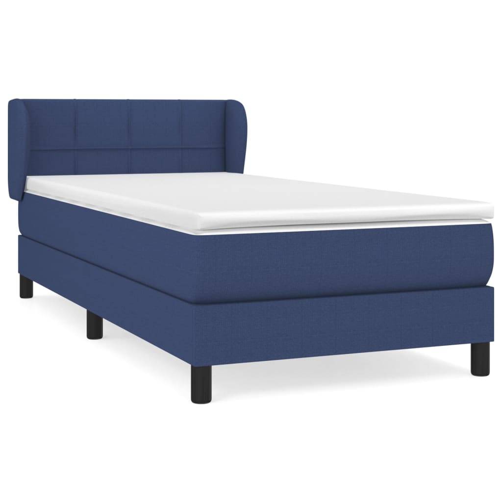 vidaXL Boxspringbett mit Matratze Blau 100x200 cm Stoff