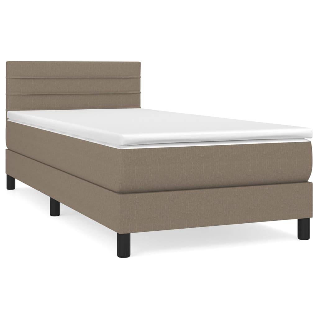 vidaXL Boxspringbett mit Matratze Taupe 100x200 cm Stoff