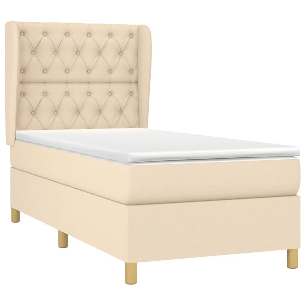 vidaXL Boxspringbett mit Matratze Creme 80x200 cm Stoff