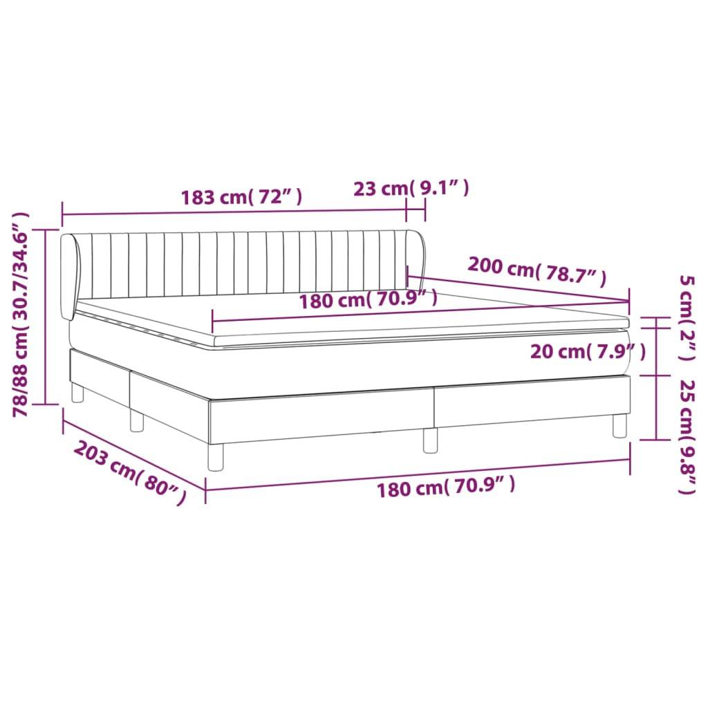 vidaXL Boxspringbett mit Matratze Dunkelblau 180x200 cm Samt
