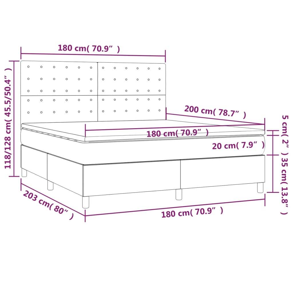 vidaXL Boxspringbett mit Matratze & LED Rosa 180x200 cm Samt