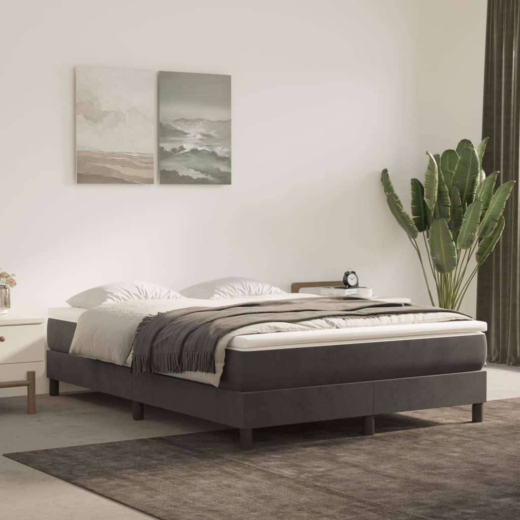 vidaXL Bettgestell ohne Matratze Dunkelgrau 140x190 cm Samt