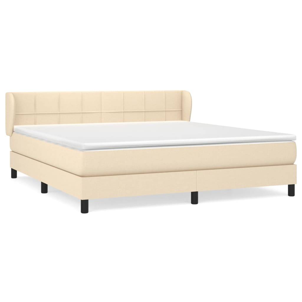 vidaXL Boxspringbett mit Matratze Creme 160x200 cm Stoff