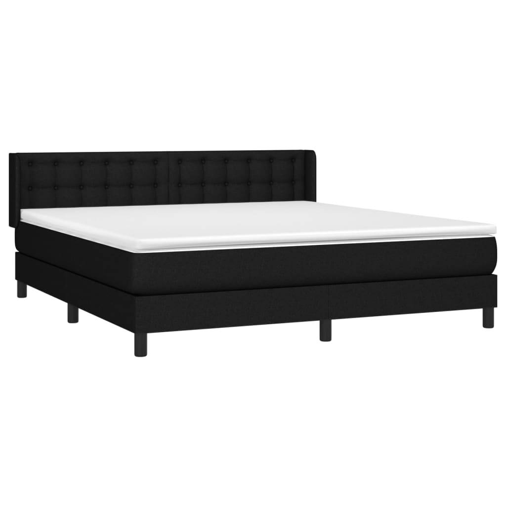vidaXL Boxspringbett mit Matratze Schwarz 160x200 cm Stoff