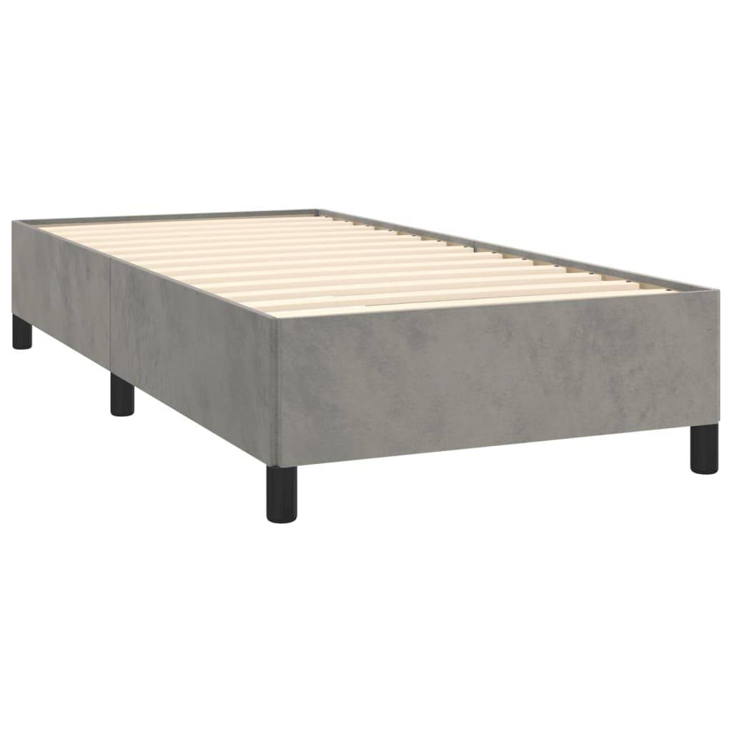 vidaXL Boxspringbett mit Matratze Hellgrau 90x200 cm Samt