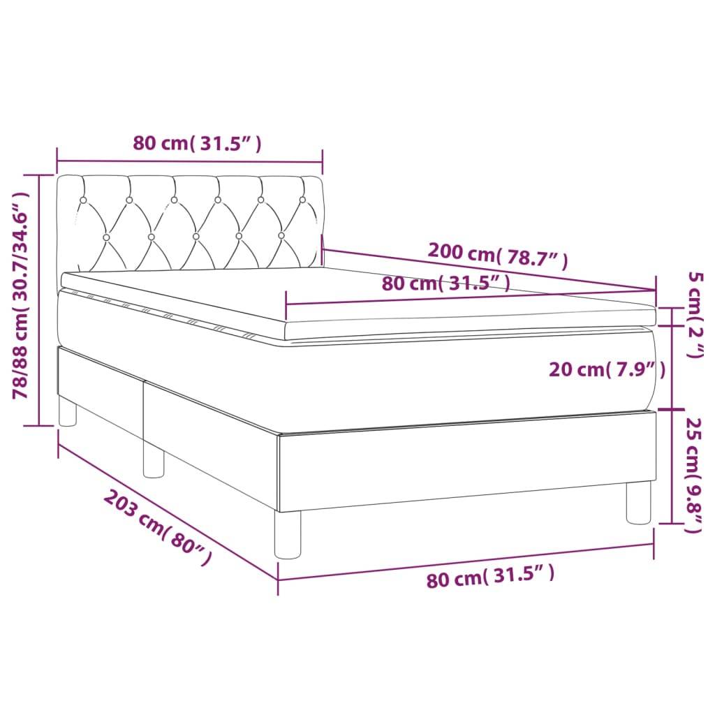 vidaXL Boxspringbett mit Matratze & LED Schwarz 80x200 cm Samt