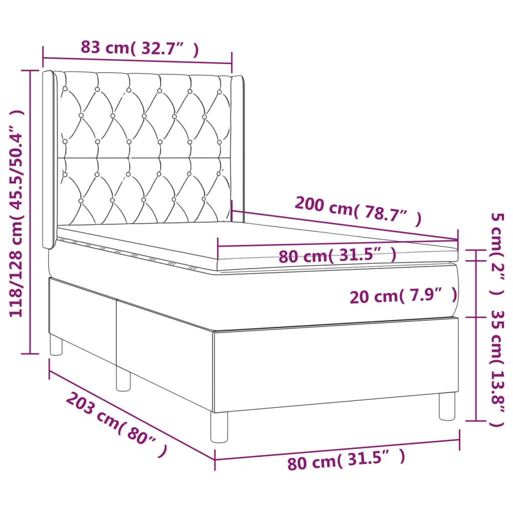 vidaXL Boxspringbett mit Matratze & LED Dunkelgrün 80x200 cm Samt
