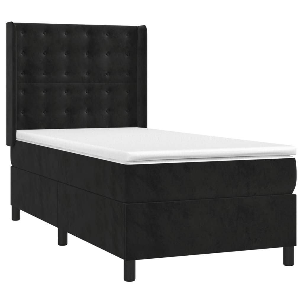 vidaXL Boxspringbett mit Matratze & LED Schwarz 80x200 cm Samt