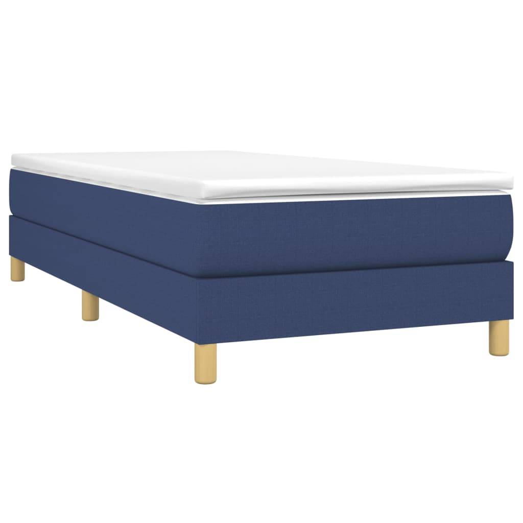 vidaXL Boxspringbett mit Matratze Blau 100x200 cm Stoff