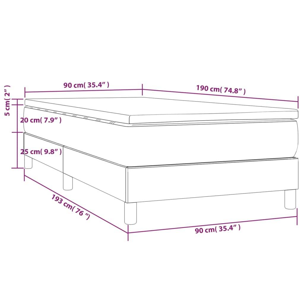 vidaXL Boxspringbett mit Matratze Hellgrau 90x190 cm Stoff