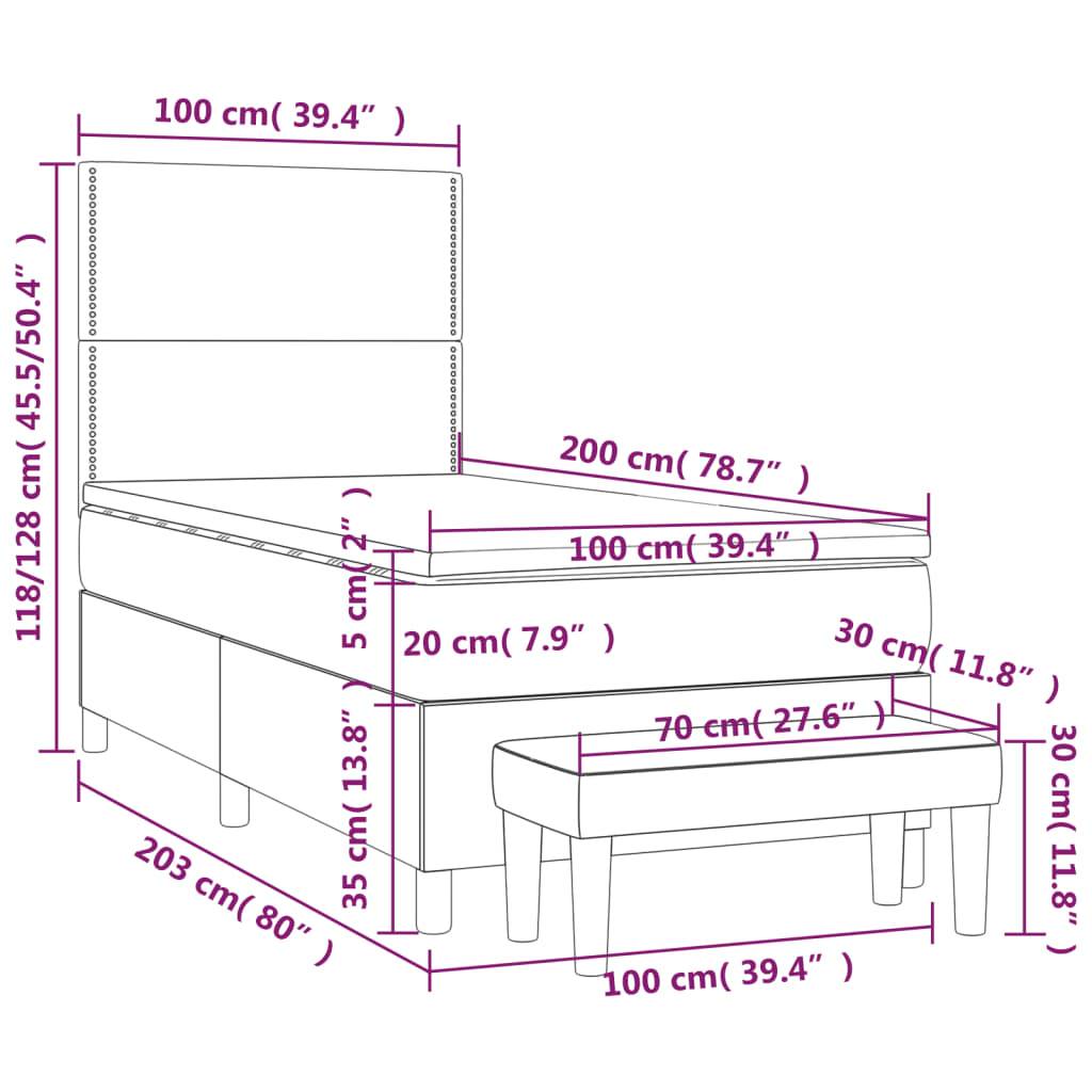 vidaXL Boxspringbett mit Matratze Dunkelblau 100x200 cm Samt