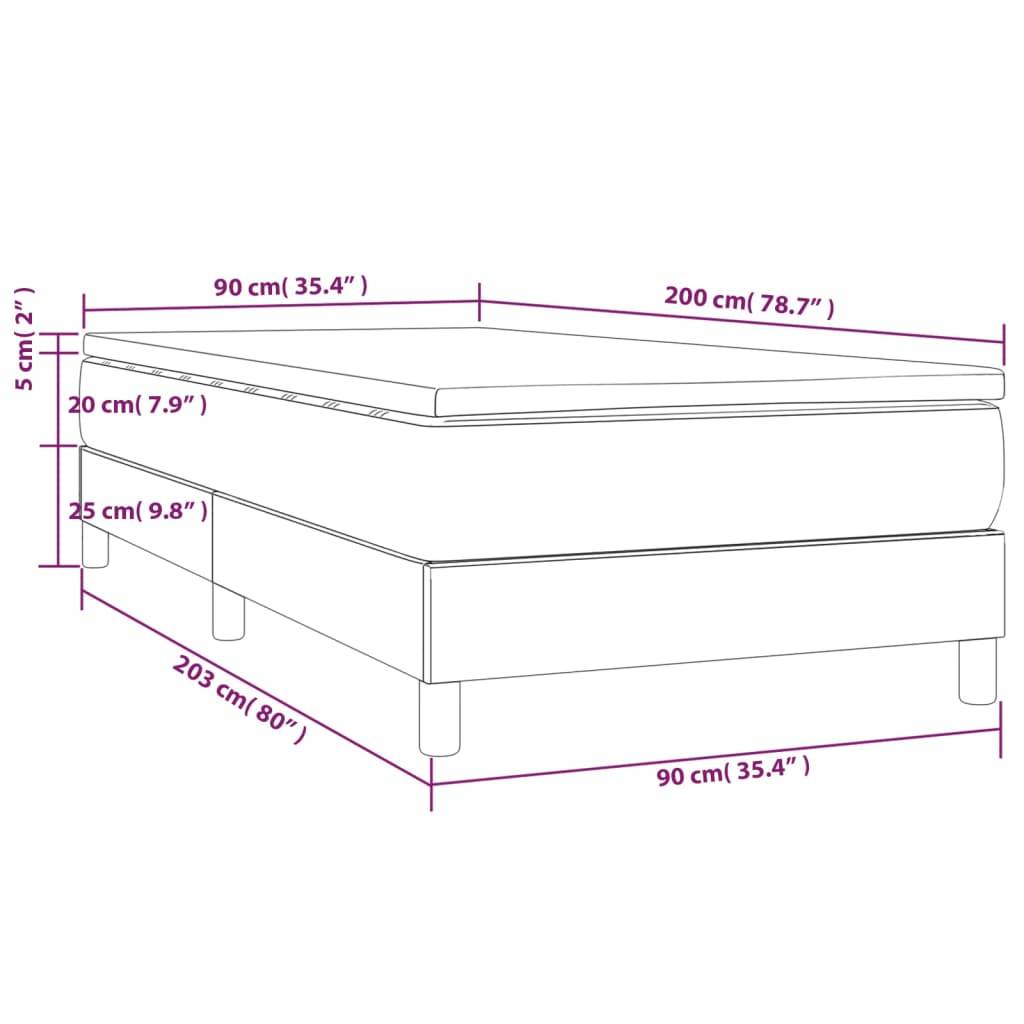 vidaXL Boxspringbett mit Matratze Dunkelblau 90x200 cm Samt