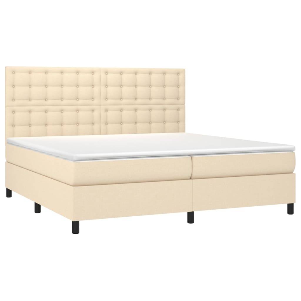vidaXL Boxspringbett mit Matratze Creme 200x200 cm Stoff