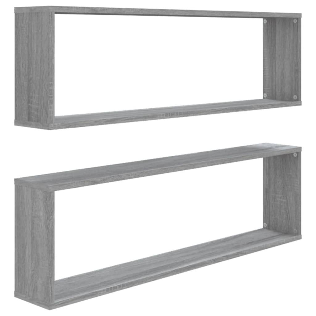 vidaXL Wandregale 2 Stk. Grau Sonoma 100x15x30 cm Holzwerkstoff