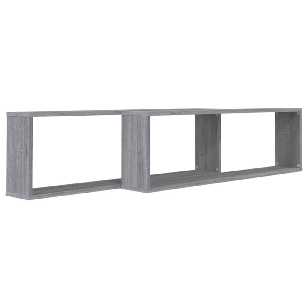 vidaXL Wandregale 2 Stk. Grau Sonoma 100x15x30 cm Holzwerkstoff