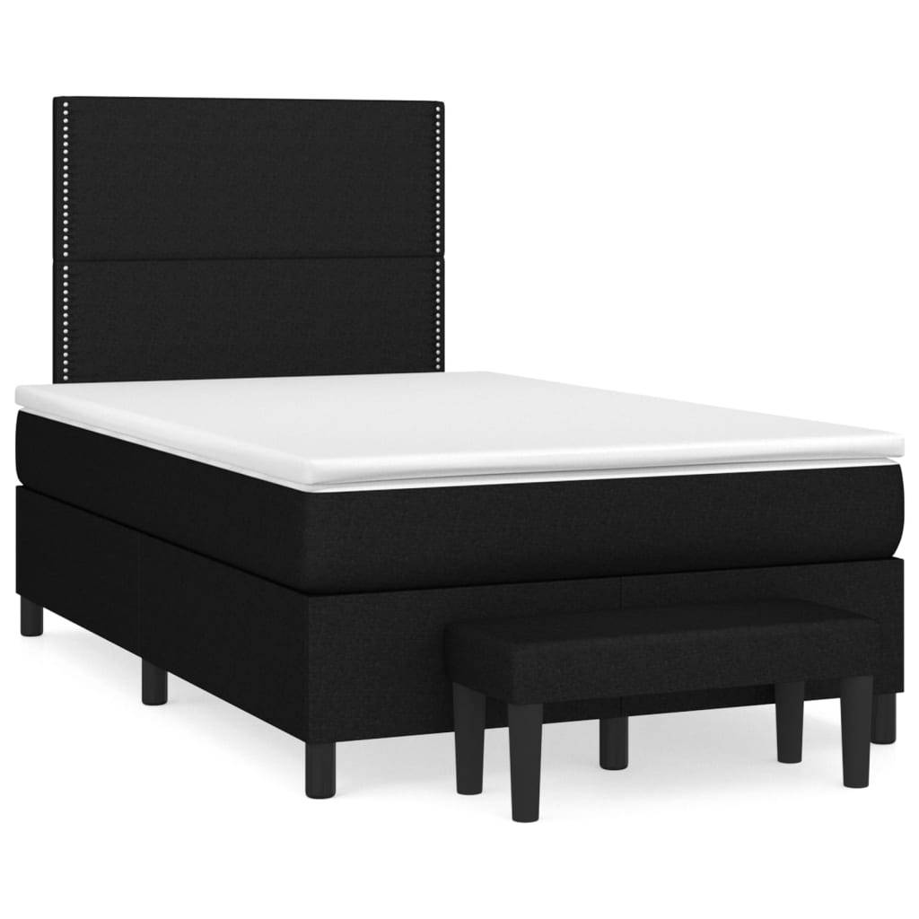 vidaXL Boxspringbett mit Matratze Schwarz 120x200 cm Stoff