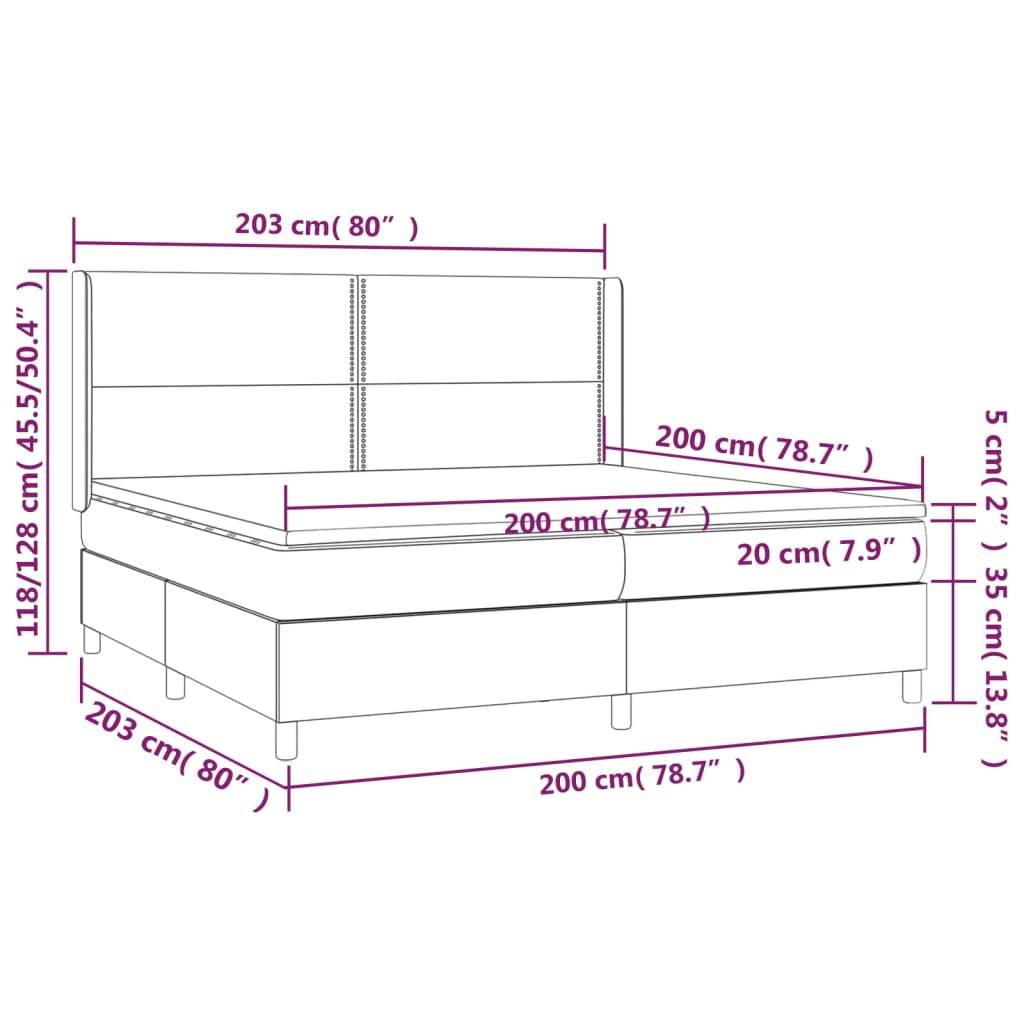 vidaXL Boxspringbett mit Matratze & LED Weiß 200x200 cm Kunstleder