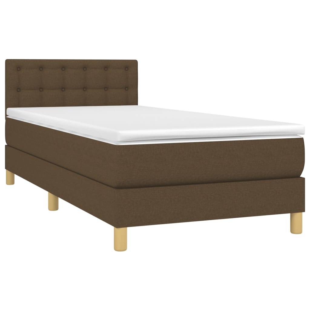 vidaXL Boxspringbett mit Matratze Dunkelbraun 100x200 cm Stoff