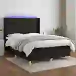 vidaXL Boxspringbett mit Matratze & LED Schwarz 140x200 cm Stoff vidaXL Boxspringbett mit Matratze & LED Schwarz 140x200 cm Stoff