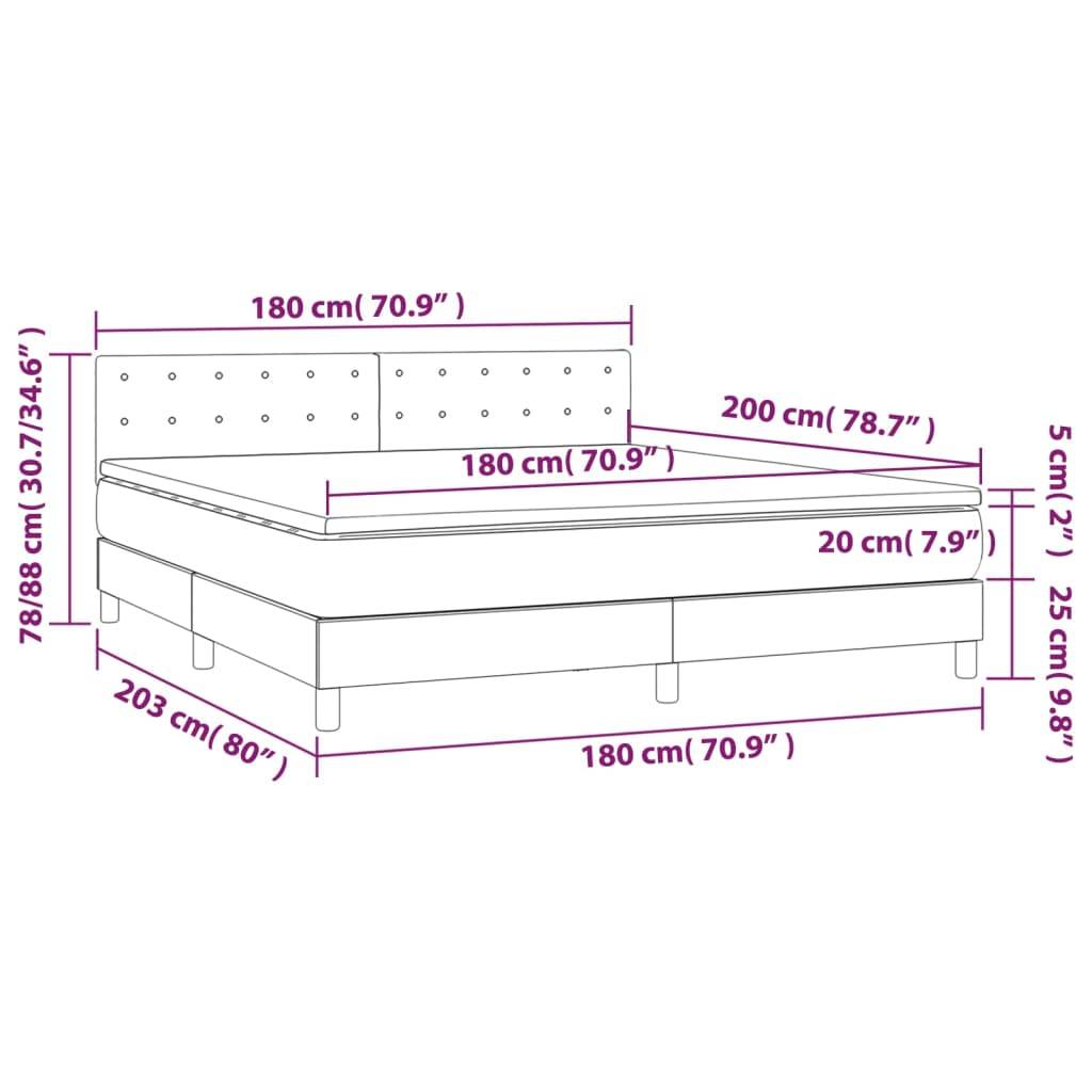 vidaXL Boxspringbett mit Matratze Dunkelgrün 180x200 cm Samt