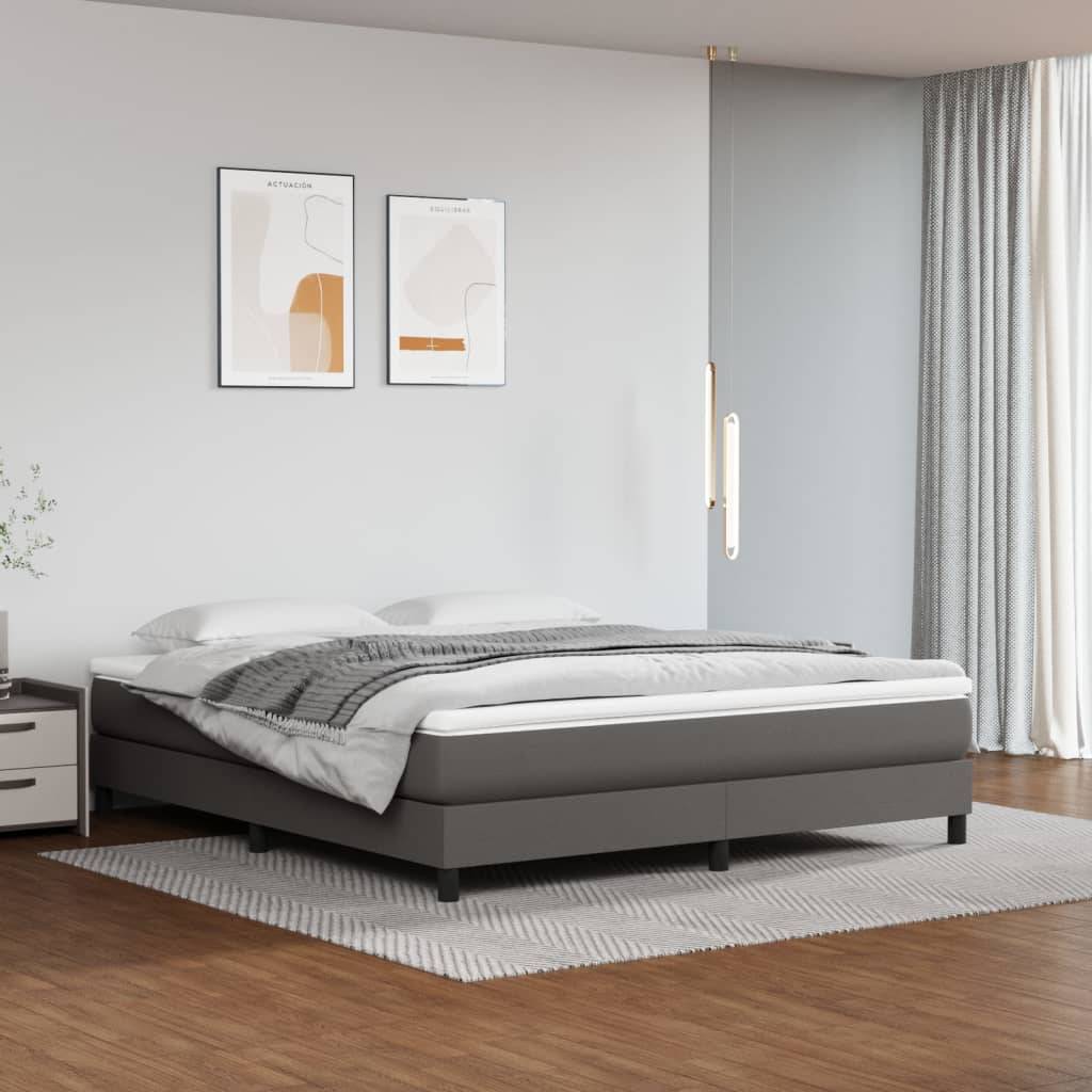 vidaXL Boxspringbett mit Matratze Grau 160x200 cm Kunstleder