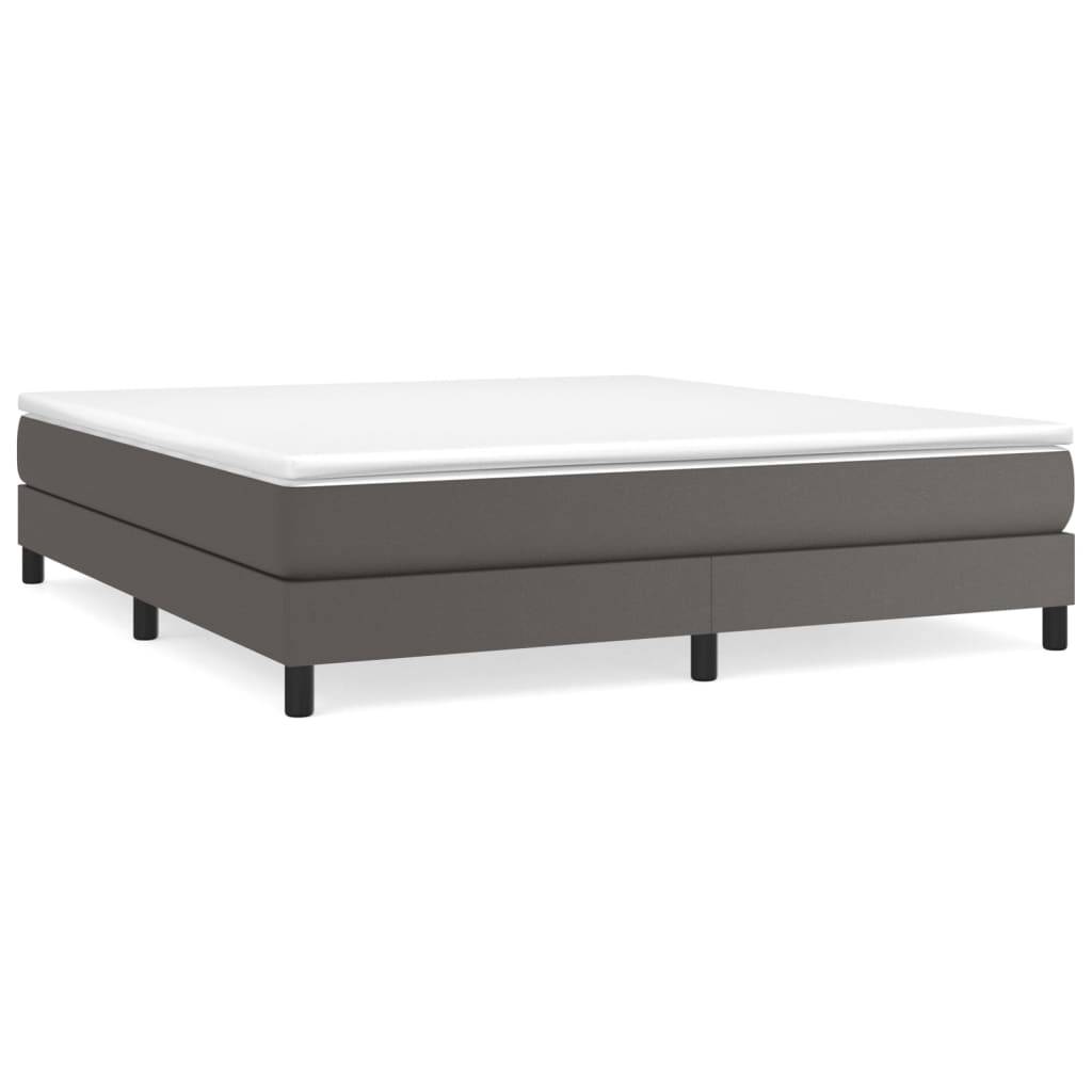 vidaXL Boxspringbett mit Matratze Grau 160x200 cm Kunstleder